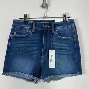 JUST USA Blue Denim Jean HighRise Cutoff frayed Shorts Medium NWT